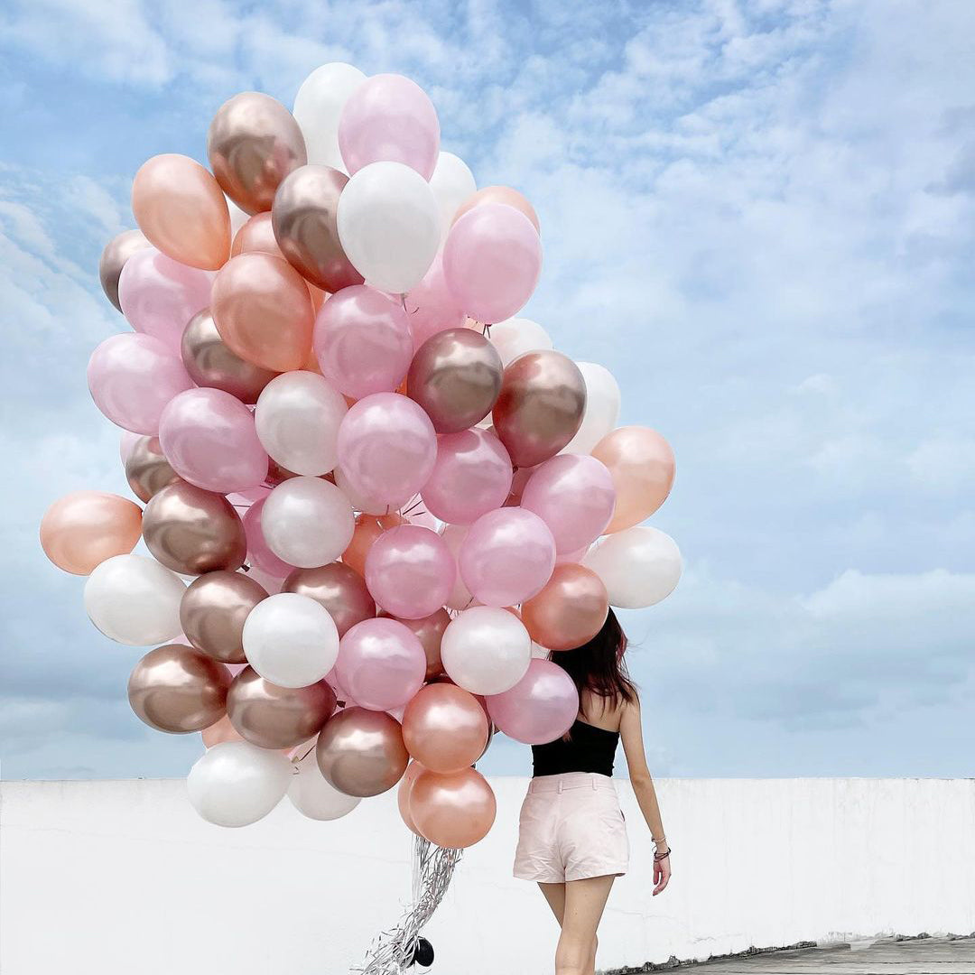 Helium Balloons Bouquet PINK, ROSE GOLD, WHITE, Champaign gold,