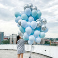 Helium Balloons Bouquet Pastel Light Blue, Pastel Tiffany, Chrome Silver