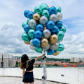 Helium Balloons Bouquet Chrome Blue, Chrome Green, Chrome Gold, Chrome Silver