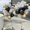 Helium Balloons Bouquet Chrome Gold, Chrome Silver, Pearl Black & Confetti Rose Gold