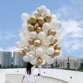 Helium Balloons Bouquet Chrome Gold, Pearl White, Pearl Silver & Confetti Blush Gold