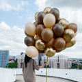 Helium Balloons Bouquet Fashion Mocha Brown, Fashion Chocolate Brown, Fashion Blush & Chrome Gold