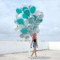 Helium Balloons Bouquet Pearl Fashion Tiffany, Pearl White & Confetti Silver
