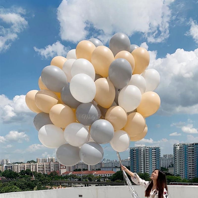 Helium Balloons Bouquet Fashion Blush, Fashion Grey, Fashion White