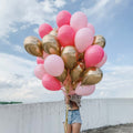 Helium Balloons Bouquet Chrome Gold, Fashion Pink, Fashion Rose